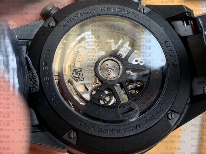 XF厂泰格豪雅卡莱拉黑骑士陶瓷手表深度细节拍摄 第4张