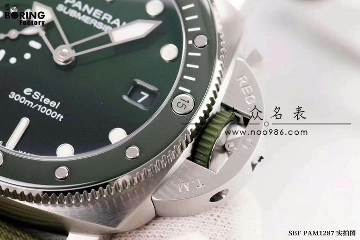 sbf厂新款沛纳海1287翡翠绿陶瓷圈手表做工介绍 第6张